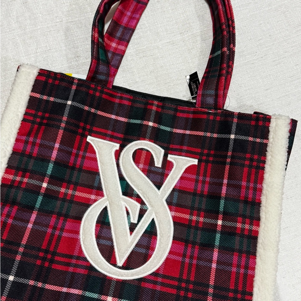 Victoria's Secret Tartan Tote - Red, Black, and White